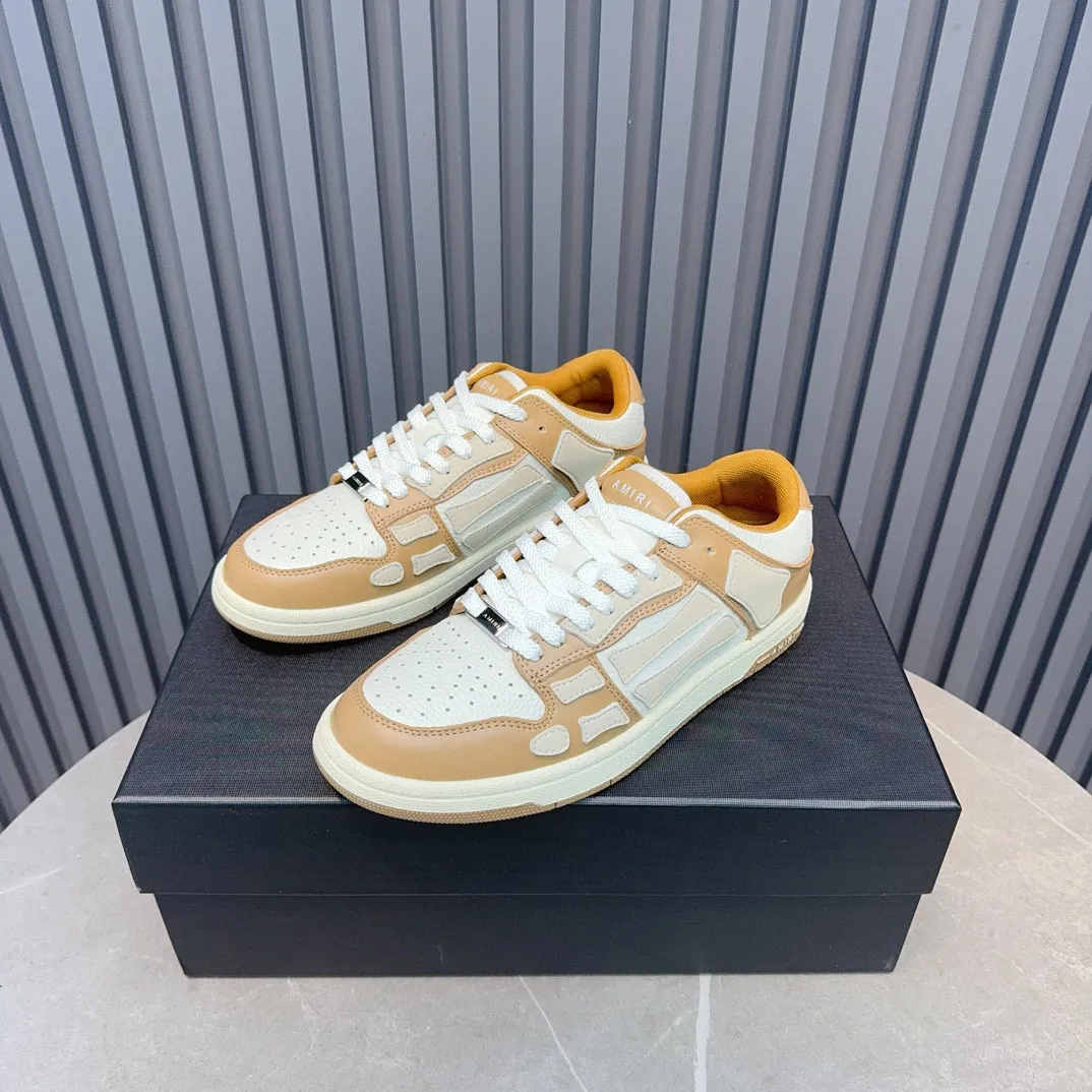 Men's men's shoes 💰600 AMIRI high street sneakers with bone sports shoes, toe layer cowhide upper, upper side bones, hand-stitched, good three-dimensional effect, customized metal LOGO, size 38-45 46